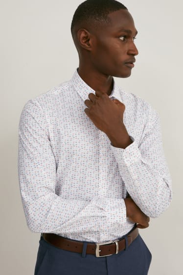 Men - Business shirt - slim fit - kent collar - Flex - easy-iron - white