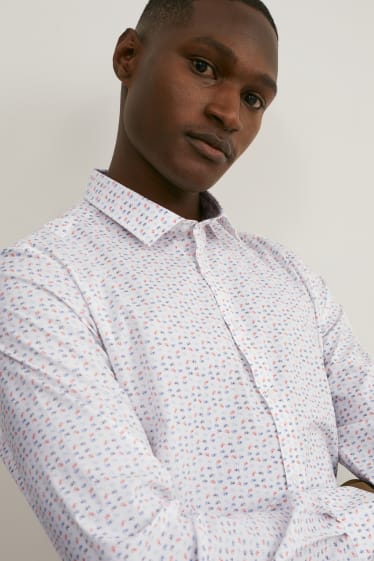 Hombre - Camisa de oficina - slim fit - kent - Flex - de planchado fácil - blanco
