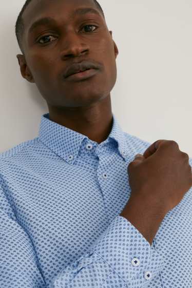 Men - Business shirt - regular fit - button-down collar - light blue