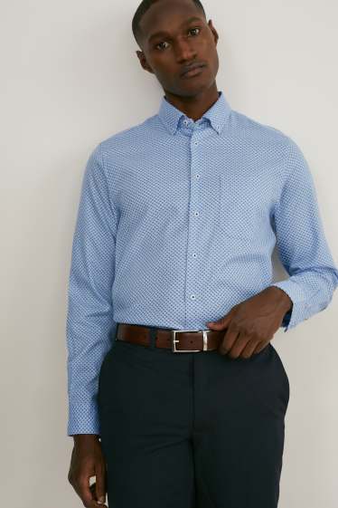 Men - Business shirt - regular fit - button-down collar - light blue
