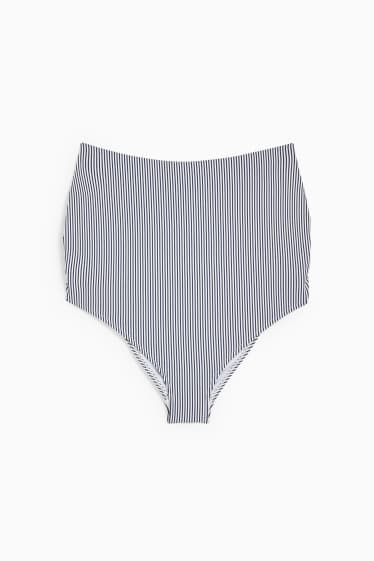 Women - Maternity bikini bottoms - high rise - striped - white / blue