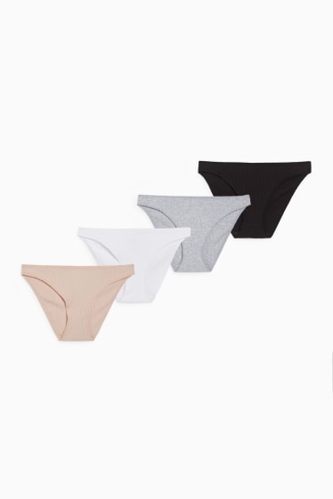 Donna - Confezione da 4 - slip - nero / bianco