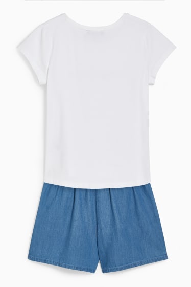 Kinder Mädchen - Set - Kurzarmshirt und Shorts - 2 teilig - weiß