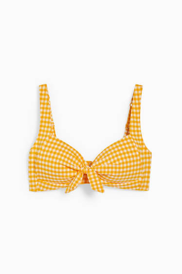 Women - Bikini top - padded - LYCRA® XTRA LIFE™ - check - yellow