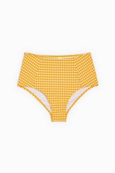 Kobiety - Dół od bikini - wysoki stan - w kratę - żółty