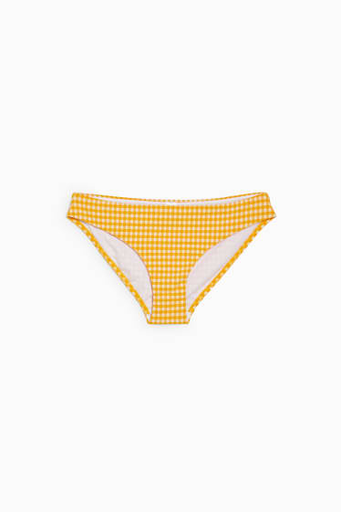 Donna - Slip bikini - vita bassa - a quadretti - giallo