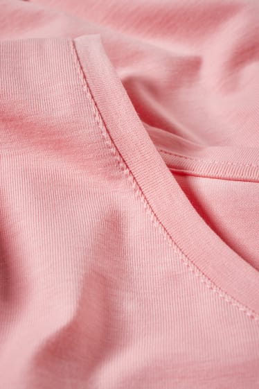 Damen - Basic-T-Shirt-Kleid - rosa