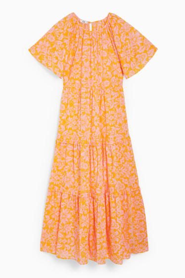 Dámské - Šaty fit & flare - s květinovým vzorem - korálová
