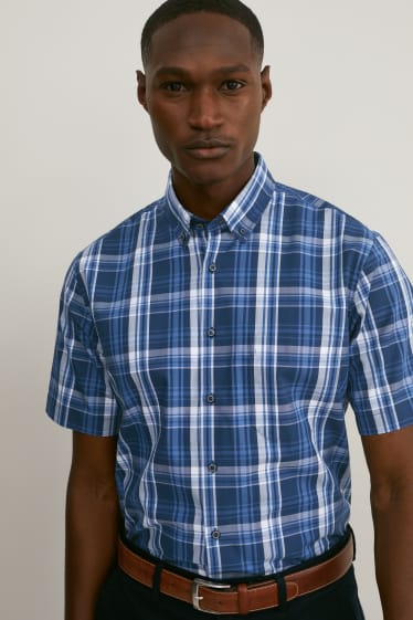 Men - Business shirt - regular fit - button-down collar - easy-iron - dark blue
