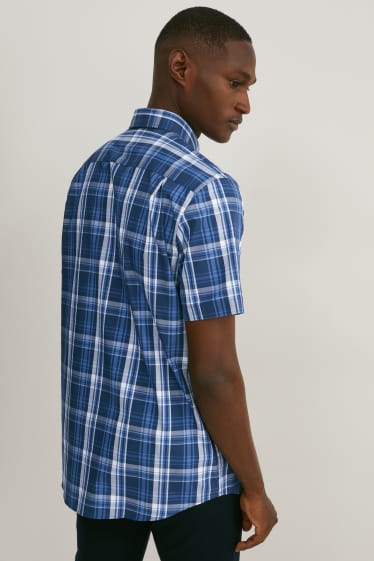 Men - Business shirt - regular fit - button-down collar - easy-iron - dark blue