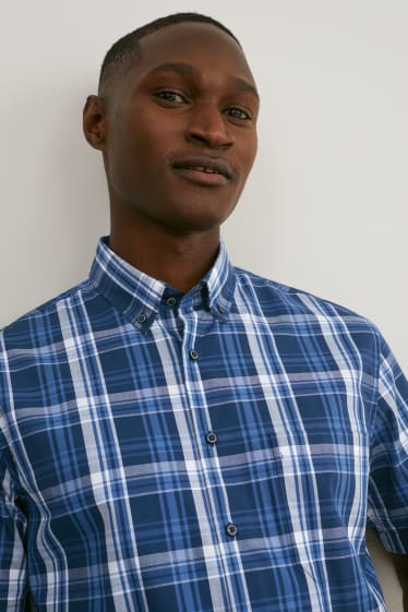 Men - Business shirt - regular fit - button-down collar - easy-iron - dark blue
