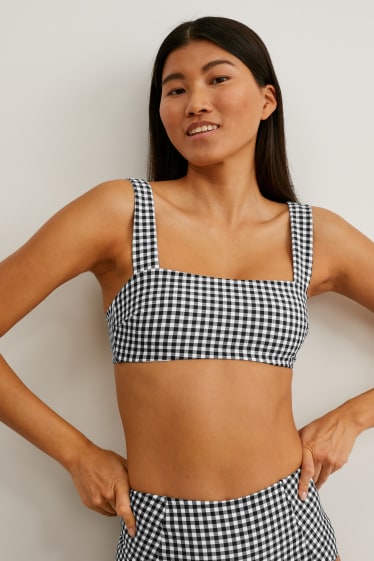 Women - Bikini top - padded - non-wired - check - white / black