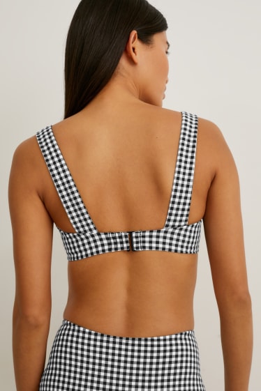 Women - Bikini top - padded - non-wired - check - white / black
