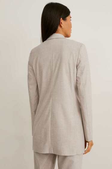 Dames - Business-blazer met schouderpads - grijs-bruin