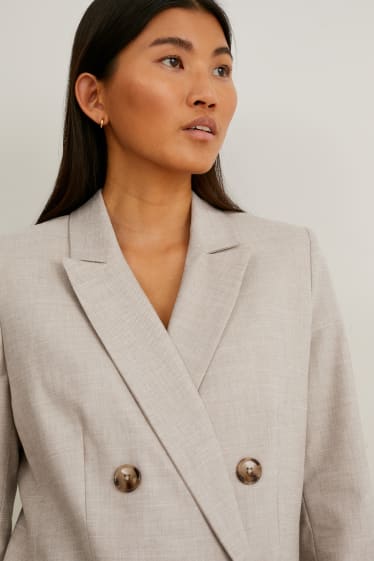 Dames - Business-blazer met schouderpads - grijs-bruin