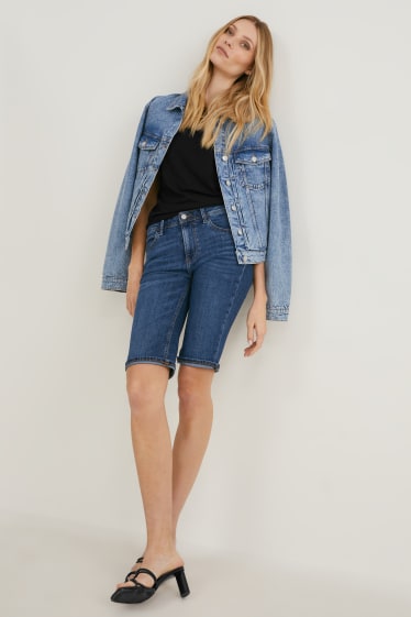 Donna - Bermuda di jeans - a vita medio-alta - effetto push-up - jeans blu