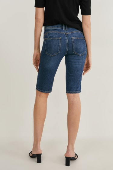 Femmes - Bermudas en jean - mid waist - effet push-up - jean bleu