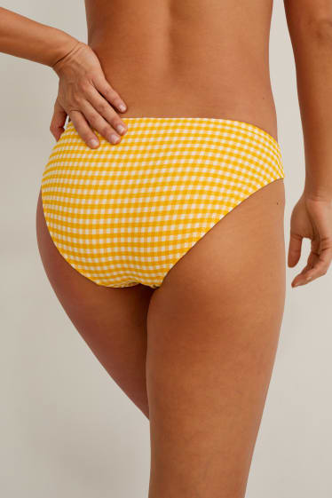 Donna - Slip bikini - vita bassa - a quadretti - giallo