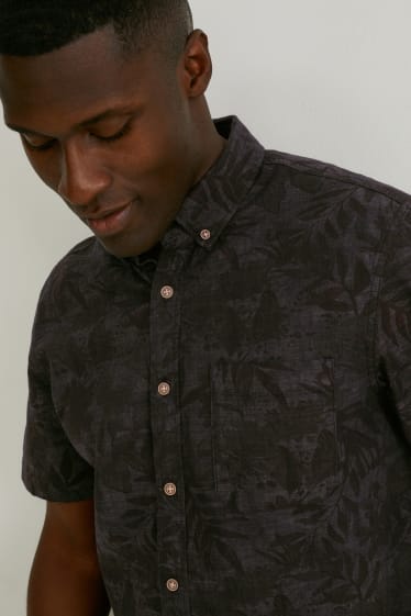 Men - Shirt - regular fit - button-down collar - dark gray