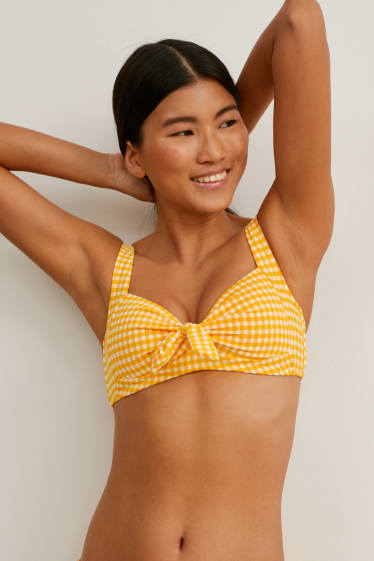 Women - Bikini top - padded - LYCRA® XTRA LIFE™ - check - yellow