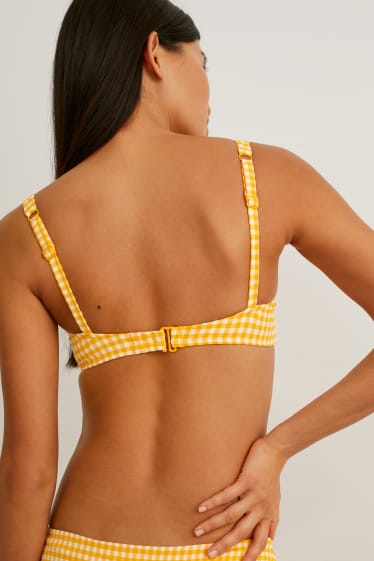 Women - Bikini top - padded - LYCRA® XTRA LIFE™ - check - yellow