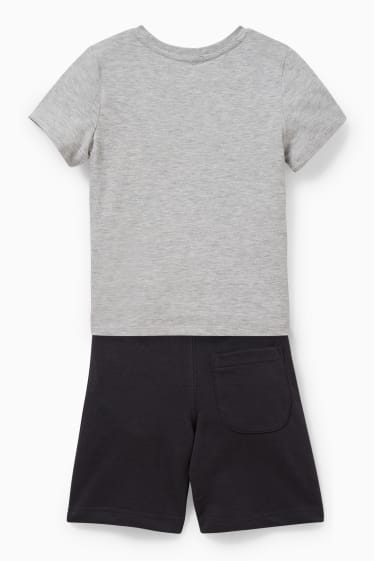 Enfants - Minecraft - ensemble - T-shirt et short en molleton - 2 pièces - gris clair chiné