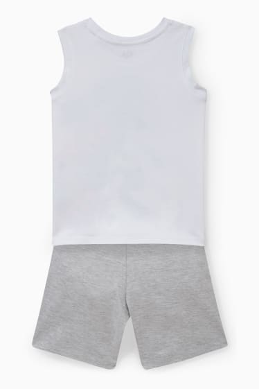 Children - Dinosaur - set - top and sweat shorts - 2 piece - light gray-melange