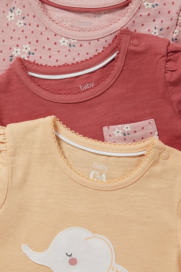 Babys - Multipack 3er - Baby-Kurzarmshirt - rosa / dunkelrot