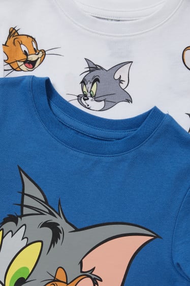 Children - Tom and Jerry - set - 2 short sleeve T-shirts and sweat shorts - light gray-melange