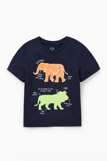 Kinder Buben - Kurzarmshirt - Glanz-Effekt - dunkelblau