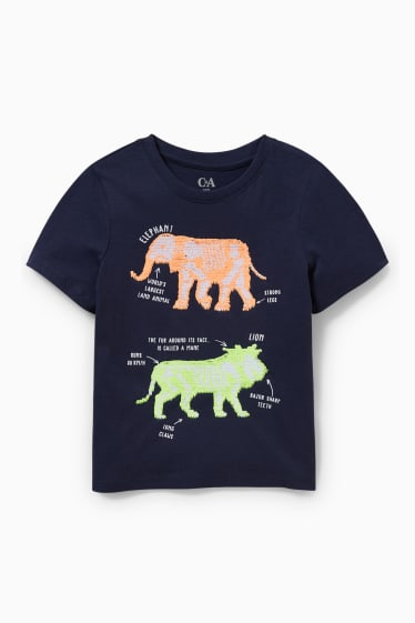 Enfants - T-shirt - effet brillant - bleu foncé