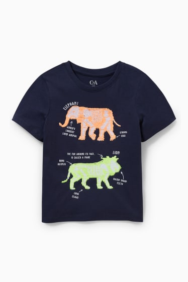 Bambini - Maglia a maniche corte - effetto brillante - blu scuro