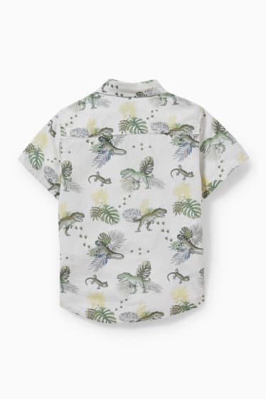 Children - Dinosaur - shirt - linen blend - white