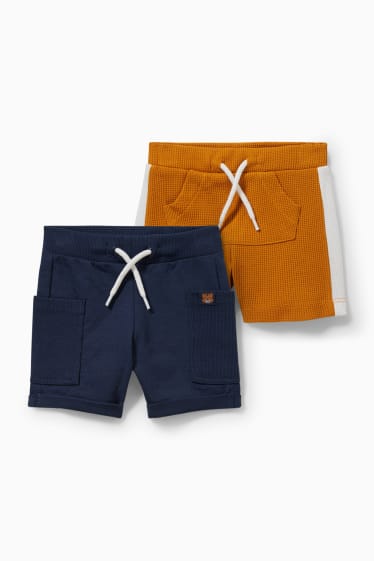 Bébés - Lot de 2 - shorts en molleton pour bébé - orange / bleu foncé