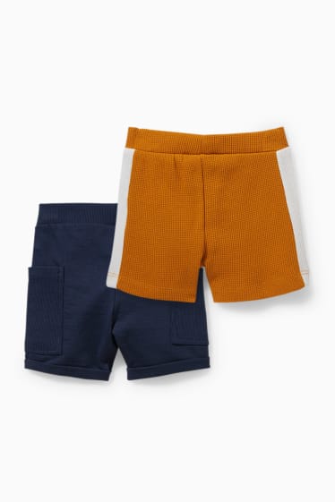Bébés - Lot de 2 - shorts en molleton pour bébé - orange / bleu foncé