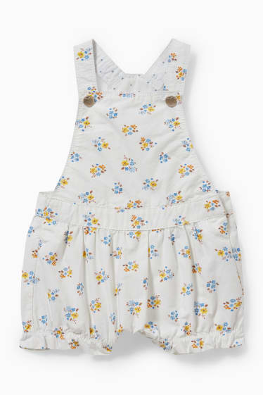 Babies - Baby dungaree shorts - floral - white