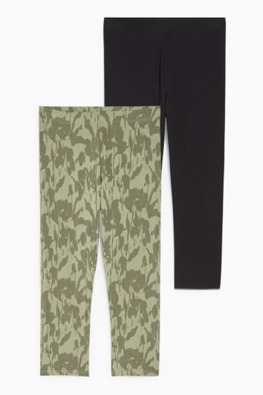 Femmes - Lot de 2 - leggings corsaire - LYCRA® - vert foncé / noir