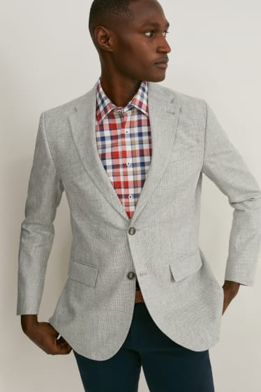 Men - Tailored jacket - regular fit - linen blend - light green