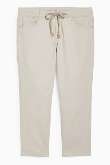 Femmes - Pantalon - mid waist - relaxed fit - matière recyclée - gris-marron