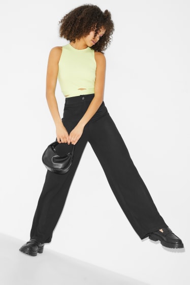 Teens & young adults - CLOCKHOUSE - cloth trousers - high waist - wide leg - black