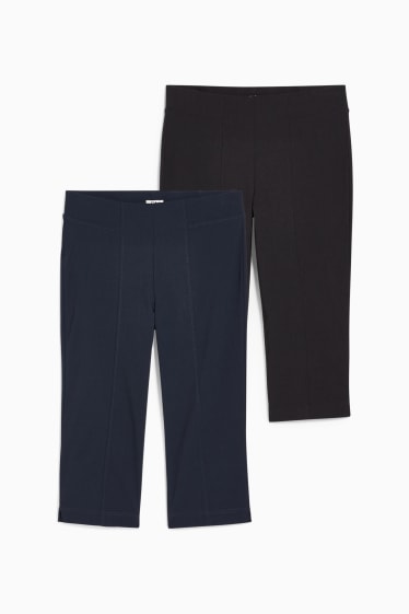 Women - Multipack of 2 - capri trousers - mid-rise waist - slim fit - black