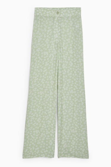 Ados & jeunes adultes - CLOCKHOUSE - pantalon en tissu - high waist - wide leg - à fleurs - vert clair