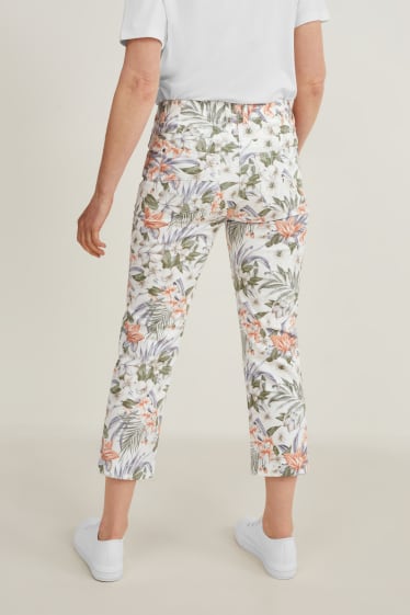 Mujer - Pantalón - mid waist - slim fit - de flores - blanco