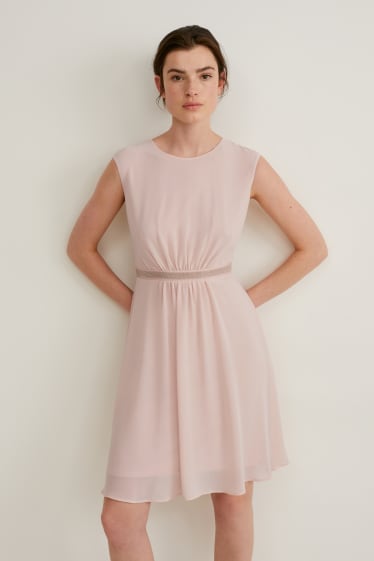 Women - Chiffon dress - partywear - pale pink