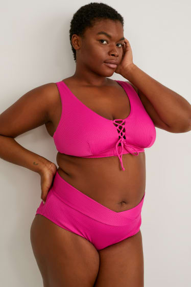Femmes - Bas de bikini - taille haute - rose foncé