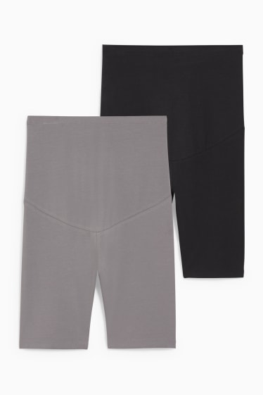 Dámské - Multipack 2 ks - těhotenské elastické šortky - černá/šedá