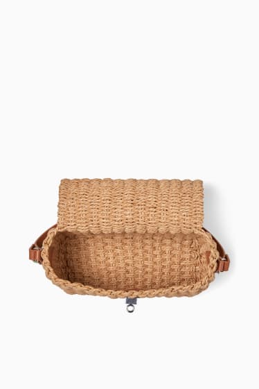 Femmes - Sac à bandoulière en paille - beige
