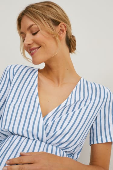 Kobiety - T-shirt do karmienia piersią - w paski - niebieski / biały
