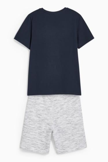 Dzieci - Zestaw - koszulka z krótkim rękawem i szorty dresowe - 2 części - ciemnoniebieski