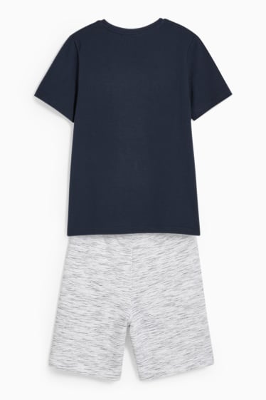 Niños: niños - Set - camiseta de manga corta y shorts deportivos - 2 piezas - azul oscuro